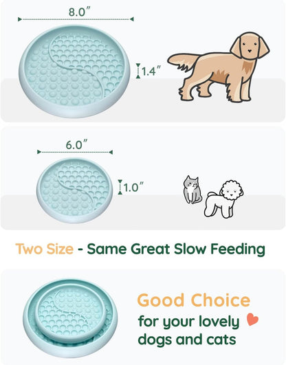Lick Mat for Dogs, Silicone Slow Feeder Licking Mat with Non-Slip Suction Cups, Freeze-Friendly Lick Bowl for Enrichment Play, Anxiety Relief & Keeps Busy (8.0" x 1.4" Light Blue)