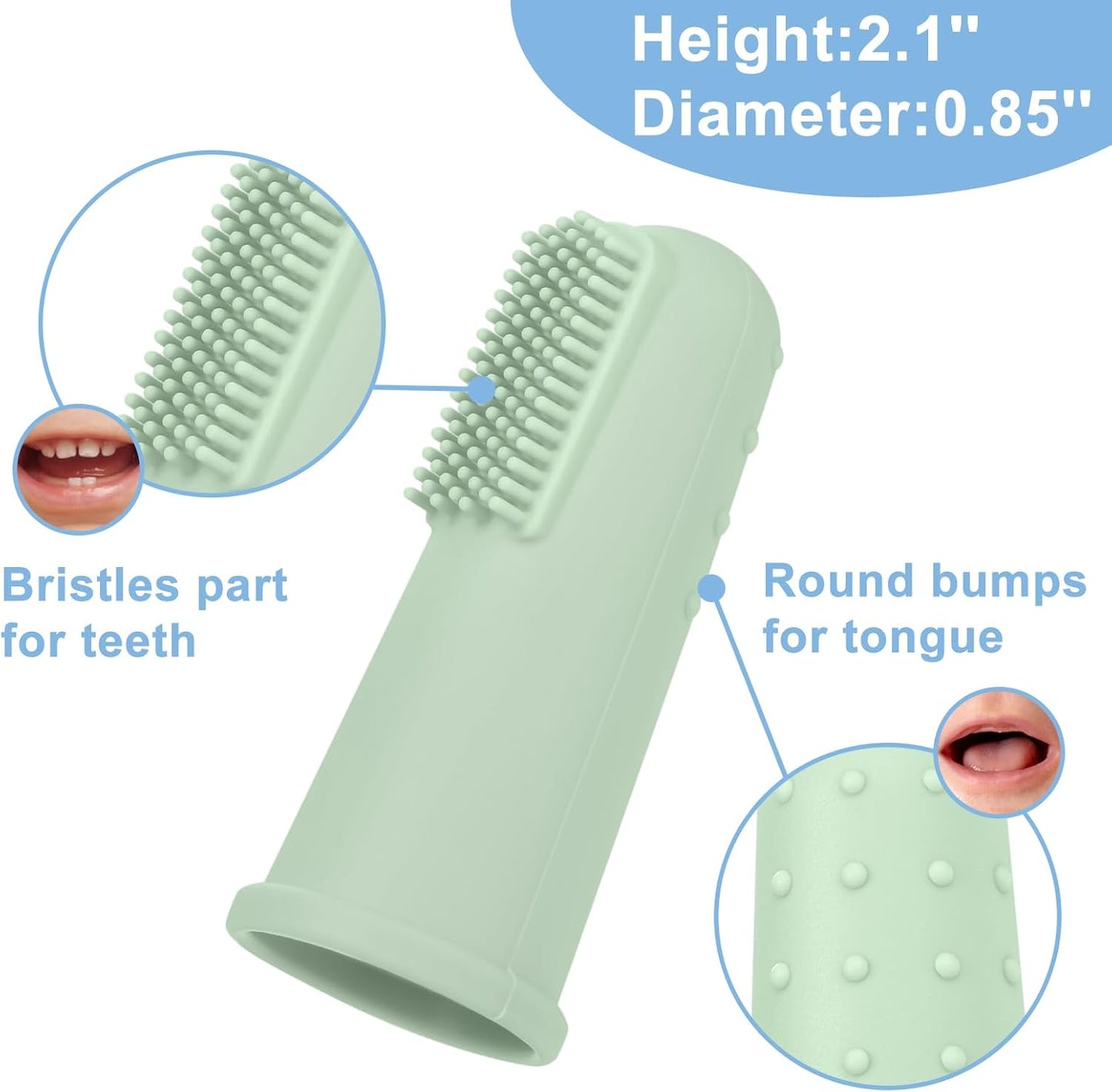 Bassion Baby Toothbrush Set, 6 Pcs Soft Infant Finger Toothbrush with 6 Boxes, Newborns Toddler Silicone Baby Tooth Brush 0-6 Months 6-12 Months