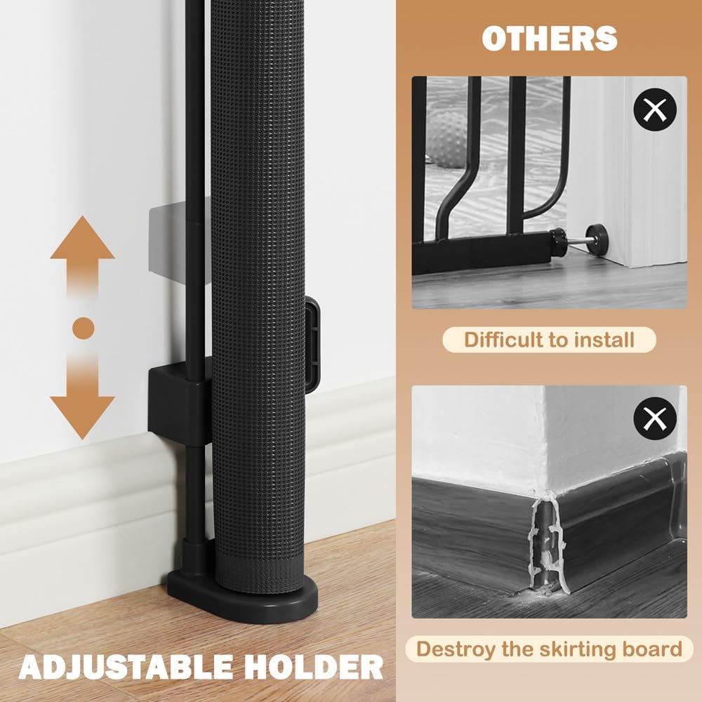 SMONTER Extra Wide Retractable Dog Gates, Mesh Baby Gate with Support Rods Extend to 118" Wide 33" Tall, Portable Safety Retractable Gate for Stairs, Indoor/Outdoor, Black
