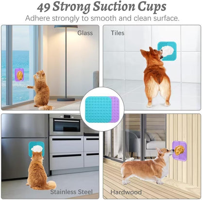MateeyLife 2PCS Large Lick Mat for Dogs with Suction Cups, Slow Feeder Bowls, Cat Lick Mat for Anxiety Relief, Dog Toys to Keep Them Busy, Enrichment Toys for Bathing, Cat Licking Pad for Boredom