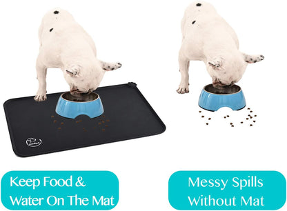 Silicone Waterproof Dog Cat Pet Feeding Mats, Non Slip, Easy Clean Pet Dog Cat Bowl Mats Placemat (18.5" x 11.5") Green