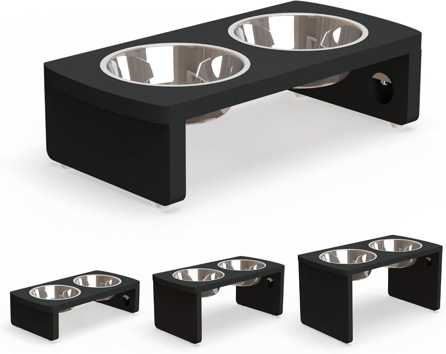 Elevated Dog Bowls, Bamboo Raised Dog Bowl for Medium Dogs, with 2 Stainless Steel Bowls (7'' Tall-40 oz Bowl)