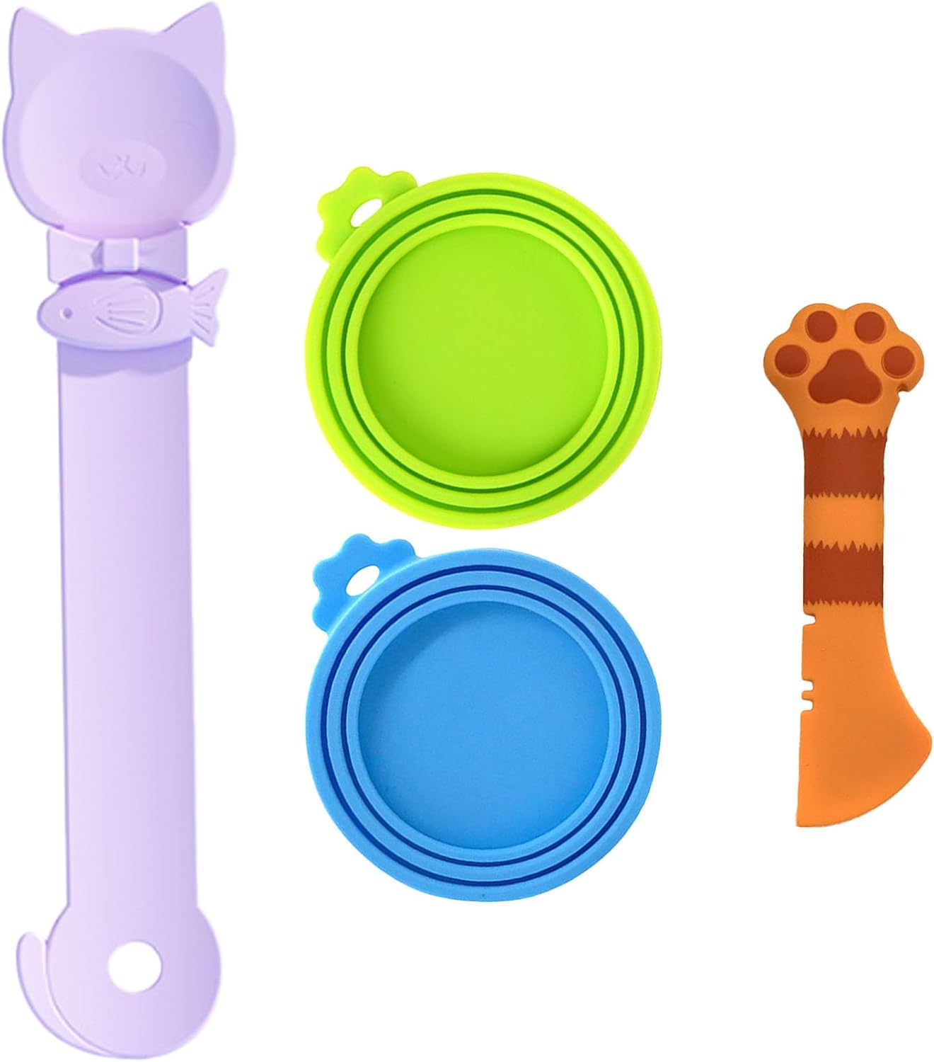 Cat Spoons for Wet Food Pet Can Lid Cover, Silicone Multi-Function Cute Paw Shape Opener Spatula Cat Food Spoon Cat Food Can Lid (Mixing colors)