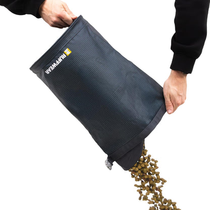 Ruffwear, Kibble Kaddie Dog Food Travel Bag, Roll-Down Closure Storage, Easy-Pour Spout, Compact Waterproof Odor-Sealing Liner with Stash Pocket, 10L/42 Cups, Camping Road Trip Essential, Basalt Gray