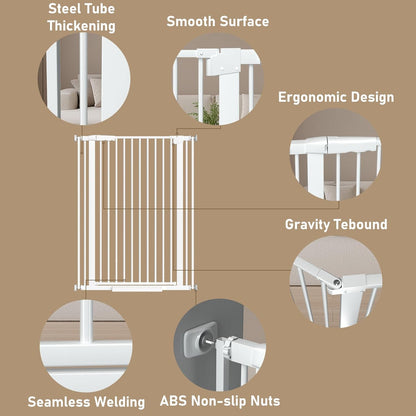 WAOWAO 40.55" Extra Tall 1.37" Ultra Narrow Spacing 53.74-61.61" Extra Wide Dogs Pets Baby Gate Safety Indoor Puppy Pressure Mounted Gate No Drill Black Metal for Stairs,Doorways,Kitchen,Hallway