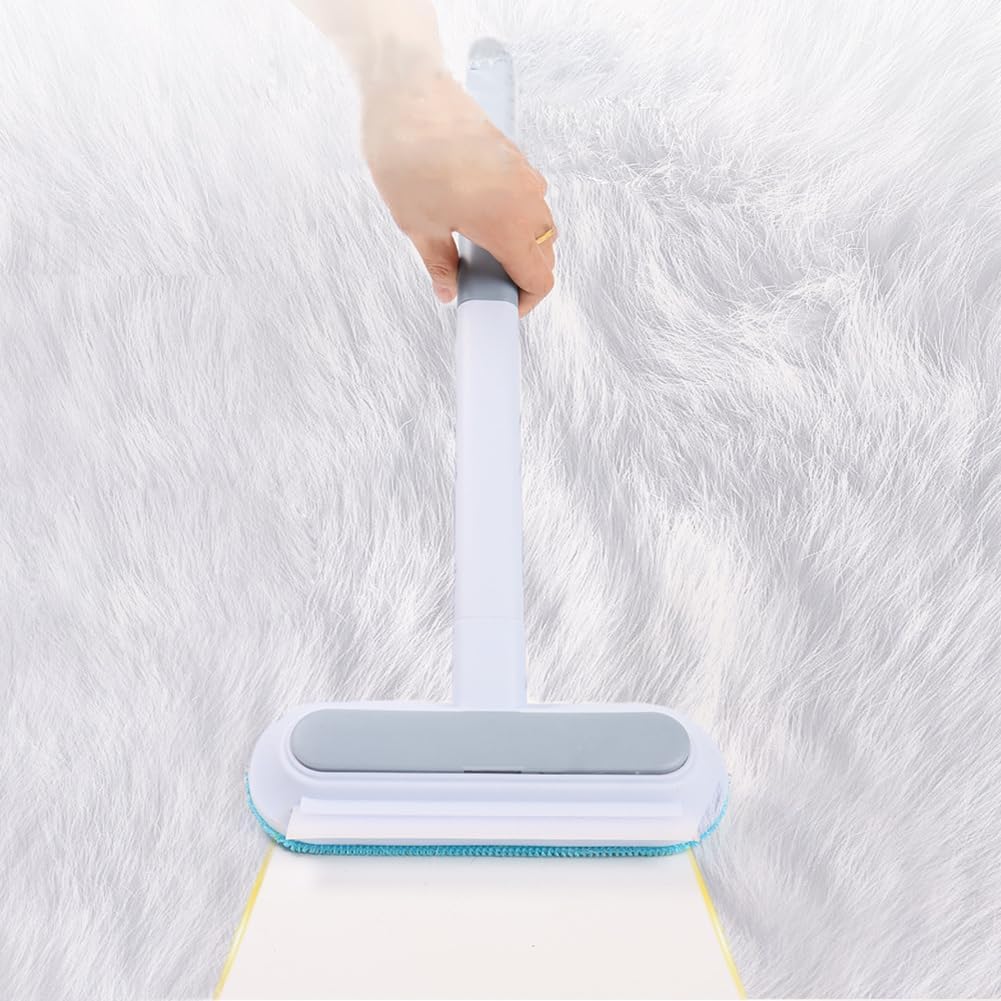 Multi Function Pet Hair Remover Broom Reusable Cat and Dog Hair Remove Brush with Handle for Carpets, Rugs, Couch, Tile Window Screens Easy Clean Tool