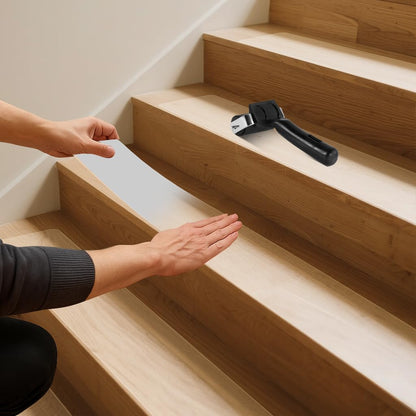 Outdoor Stair Treads Non Slip for Wooden Steps 6" x 30" - 15 Pack Weather Resistant Exterior Grip Tape, Non Slip Stair Treads, Anti Skid Strips, Waterproof 80-Grit High Traction Adhesive Treads, Black