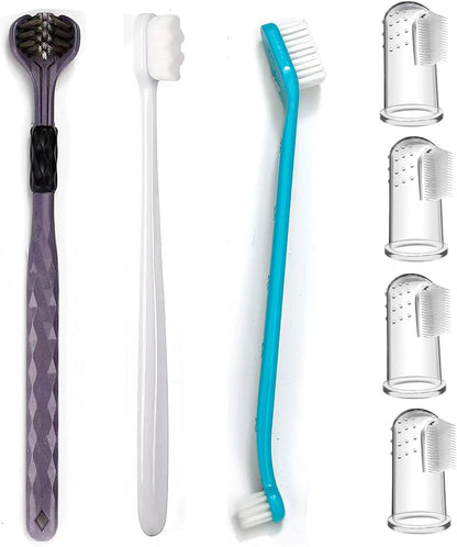 Dog Toothbrush Kit, 360-Degree Finger Three-Sided Design, Replaceable Brush Heads, Easy Teeth Cleaning and Dental Care (20 Pack)