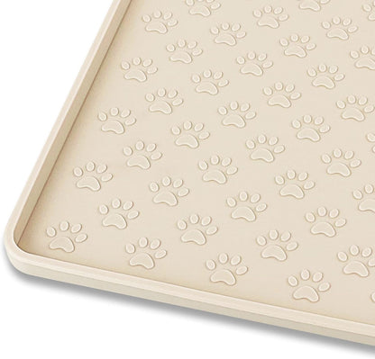 Ptlom Pet Placemat for Dog and Cat, Mat for Prevent Food and Water Overflow, Suitable for Small, Medium and Big Pet, 18" 12", Grey, Silicone