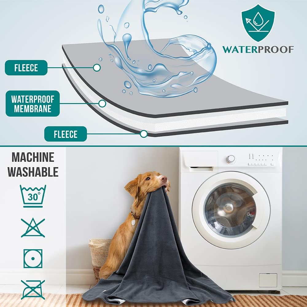 PetAmi Waterproof Dog Blanket for Medium Large Pets Dogs Cats, Pet Couch Cover Protector for Furniture, Reversible Washable Soft Fleece Cat Blanket for Bed Couch Sofa, 40x60 (Taupe/Beige)