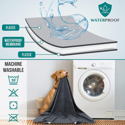 PetAmi Waterproof Dog Blanket for Medium Large Pets Dogs Cats, Pet Couch Cover Protector for Furniture, Reversible Washable Soft Fleece Cat Blanket for Bed Couch Sofa, 40x60 (Taupe/Beige)