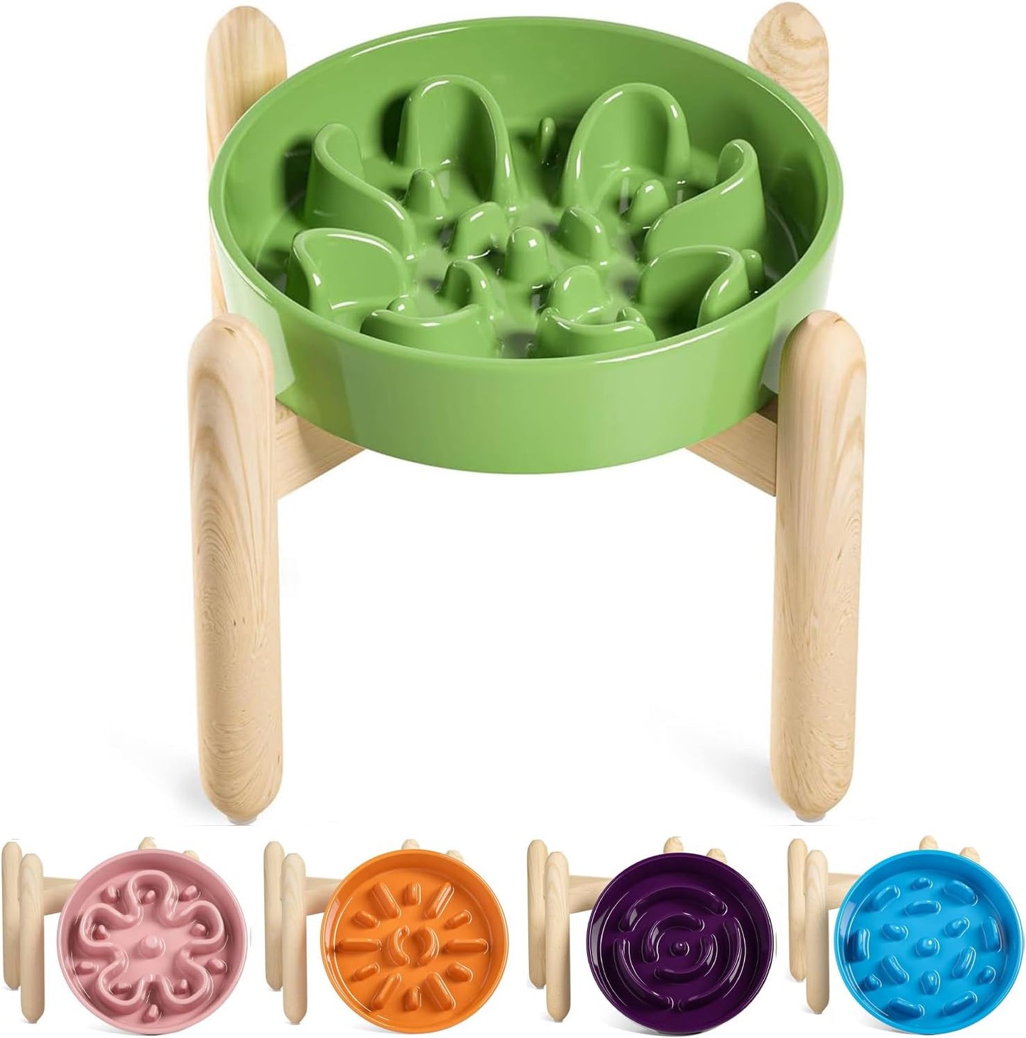 LE TAUCI Dog Bowls Slow Feeder Ceramic, 1.5 Cup Slow Feeding Bowl for Small and Medium Breed, Puzzle Dog Food Bowl for Fast Eater, Maze Purple