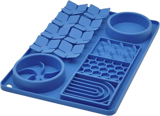 Slow Feeder Bowl, Silicone Lick Mat with Suction Cups for Dog Cat, Snuffle Mat for Pet Smell Training, Puzzle Toys for Bored Puppy, Interactive Sniff Mat for Slow Eating and Keep Busy, Green