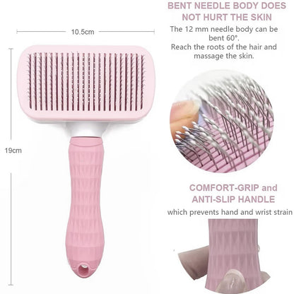 Self-Cleaning Slicker Brush, Dog Cat Bunny Pet Grooming Shedding Brush, Easy to Remove Loose Undercoat, Pet Massaging Tool Suitable for Pets with Long or Short Hair (Black)