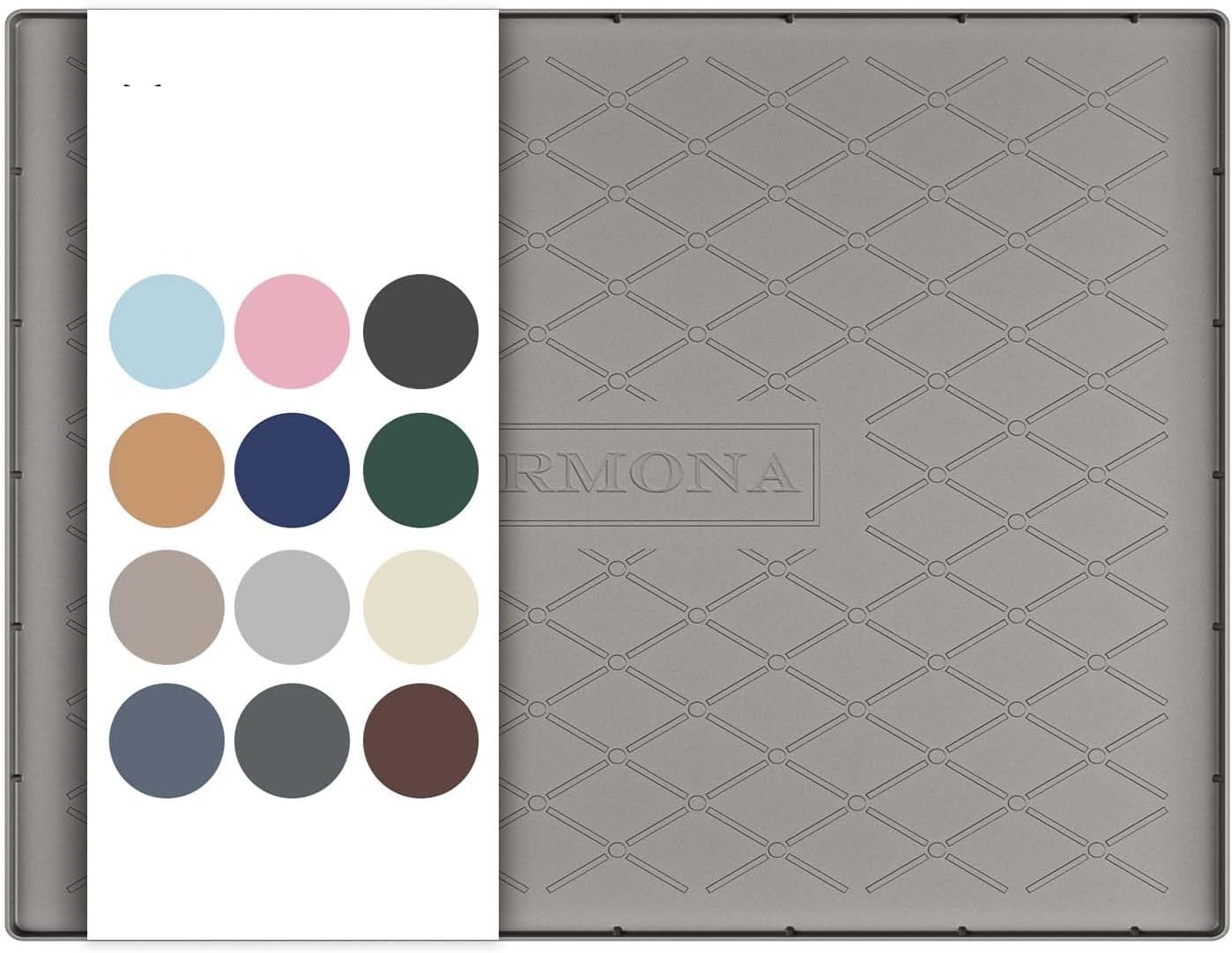 URMONA Under Sink Mat for Kitchen Waterproof, 34" x 22" Silicone Under Sink Mat for Shelf Liner Organizer, Cabinet Sink Protector Under Sink Liner for Bottom Kitchen, Bathroom(Light Grey)