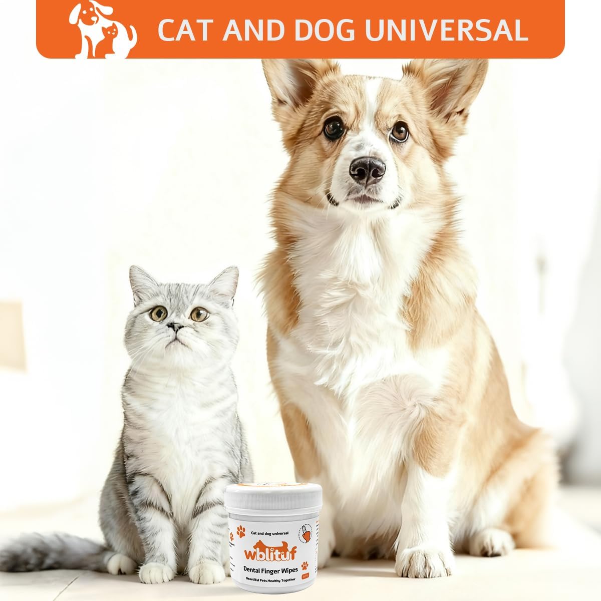 Dog Dental Wipes and Dog Teeth Cleaning Wipes, Puppy Tooth Brushing Kit Alternative for Dental Wipes for Dogs Teeth and Cat Tooth Brush Use, Non Woven Lick Safe No Rinse, 50 Count