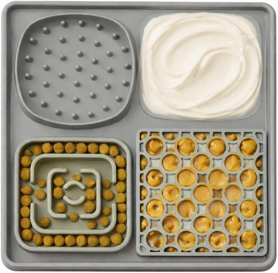 Hearth & Paw Silicone Lick Mat for Dogs Slow Feeder & Enrichment Mat, Food-Grade 100% BPA-Free Silicone, Mental Stimulation, Better Digestion, Anxiety Relief, Multiple Colors Available (Gray)