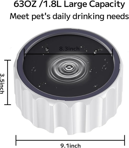 Dog Water Bowl 70oz/2L Large Capacity Water Dispenser No Spill Non Slip No Splash Pet Slow Feeder No Drip Vehicle Carried Travel Slow Drinking Bowl for Dogs Cat(White)