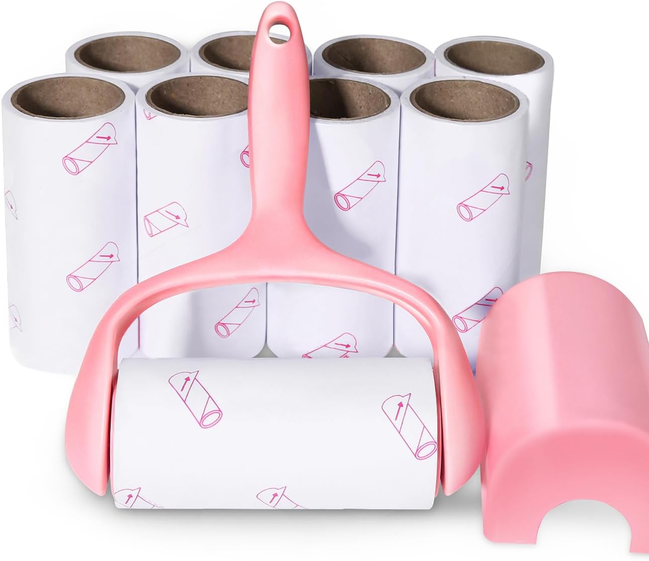 Sticky Lint Roller, Pet Hair Roller, Dog & Cat Hair Remover Kit,4 Refills 240 Sheets, Lint Brush for Clothes, Carpet, Car Seats, Dust, Dogs, Handle (1Handle+4Refills)