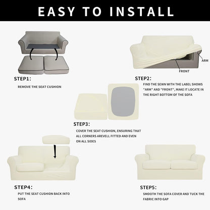 Easy-Going 100% Dual Waterproof 4 Pieces Stretch Soft Couch Cover for Dogs, Sofa Slipcover for 3 Separate Cushion Couch Leakproof Furniture Protector for Kids, Pets Dark Gray