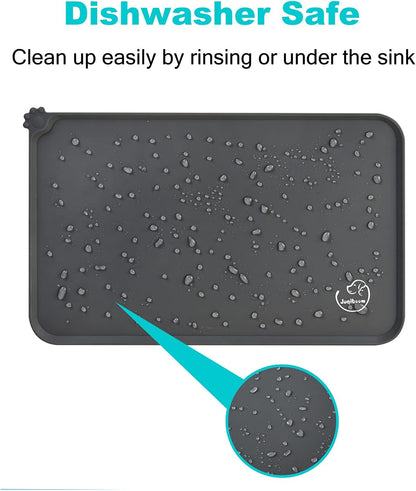 Silicone Waterproof Dog Cat Pet Feeding Mats, Non Slip, Easy Clean Pet Dog Cat Bowl Mats Placemat (18.5" x 11.5") Green