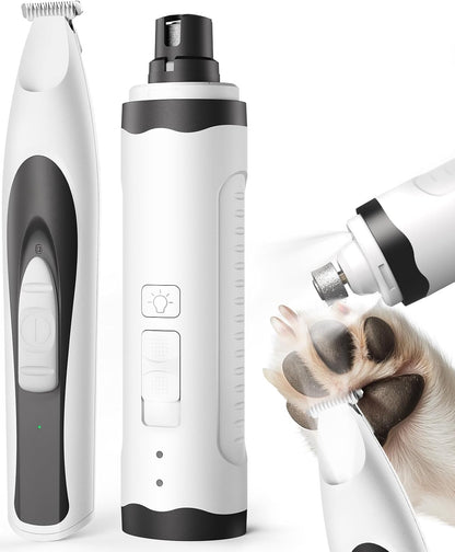 oneisall Dog Nail Grinder and Paw Trimmer Kit 3 in 1 Quiet Rechargeable Electric Pet Nail Grinder with 2 LED Lights and Cordless Dog Grooming Safe Clippers
