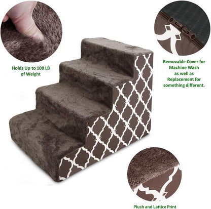 Best Pet Supplies Dog Stairs & Steps - Foam Steps for Small Dogs & Cats, Non-Slip Indoor Balanced Pet Step Support, Dog Ramp, No Assembly, Ash Gray Linen, 2-Step (12-inch Height)