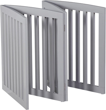 Nouva 36" H Pet Gate, 3 Panels Indoor Foldable Dog Fence, Dog Gate for Stairs Doorways, Hardwood Pet Gate, Freestanding Pet Fence, White