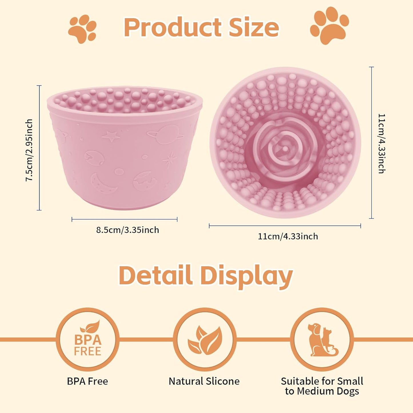 Dog Lick Bowl,Anxiety Relief Non-Slip Silicone Treat Bowl,Durable Anti-Choking Long-Lasting Enrichment Slow Feeder Licking Mat for Small Medium Large Breed,Freezable BPA Free Silicone Dishwasher Safe