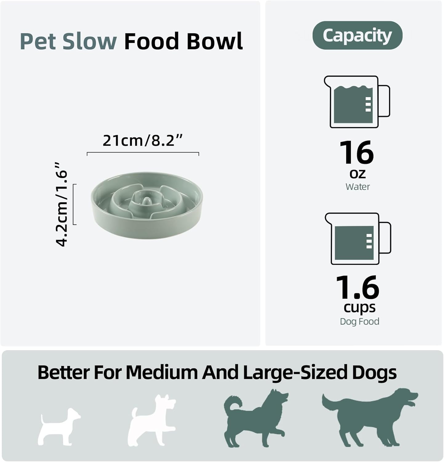 Havniva Ceramic Slow Feeder Dog Bowls, 1.6 Cups Dog Bowl Slow Feeding for Medium Breed, 8.2inch Puzzle Dog Food Bowl Slow Feeder Non-Slip Anti-Gulping and Anti-Choking Reduces Bloating