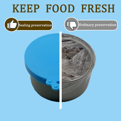 Pet Can Opener & 3 Pcs Cat Food Can Lids | Universal BPA Free Silicone Covers & Multi-Function Wet Food Spoon for Cat and Dog Food(Dark Blue)