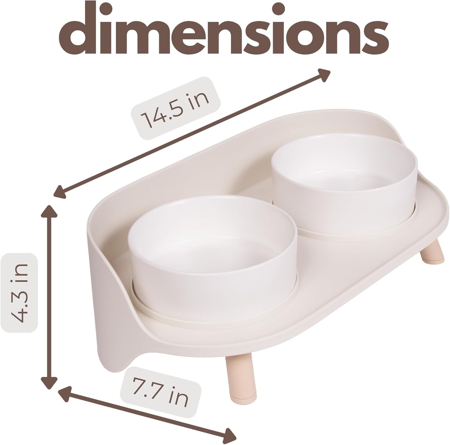 A4DOG Ceramic Dog Bowls with Stand - Elevated Dog Water and Food Bowl Set 13.5oz Cat & Dog Feeding Station Spill Proof Splash Proof Raised Pet Food Bowls for Dogs, No Mess Pet Feeder - Gray