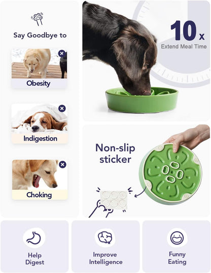 LE TAUCI Dog Bowls Slow Feeder Ceramic, 1.5 Cup Slow Feeding Bowl for Small and Medium Breed, Puzzle Dog Food Bowl for Fast Eater, Maze Purple