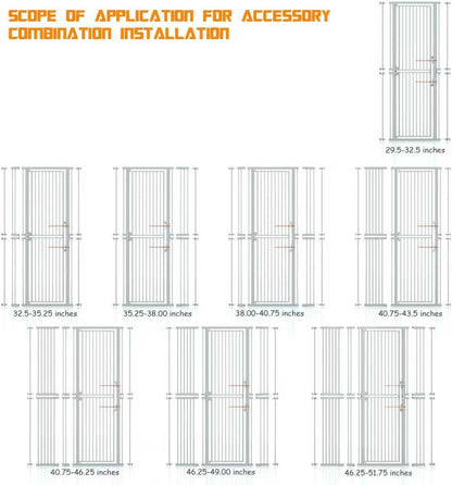 74.8" Extra Tall Pet Gate for Cat, 29.5"-36" Extra Wide Cat Gate with 8 Pressure Bolts, NO Drilling Pressure Mounted Tall Dog Gate Indoor, (White)