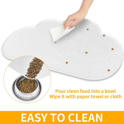 Ptlom Silicone Pet Placemat for Dogs and Cats, Non-Slip Waterproof Dog Feeding Bowl Mats for Food and Water, Small Medium Large Pet Puppy Tray Mat Prevent Residues from Spilling onto The Floor, Beige