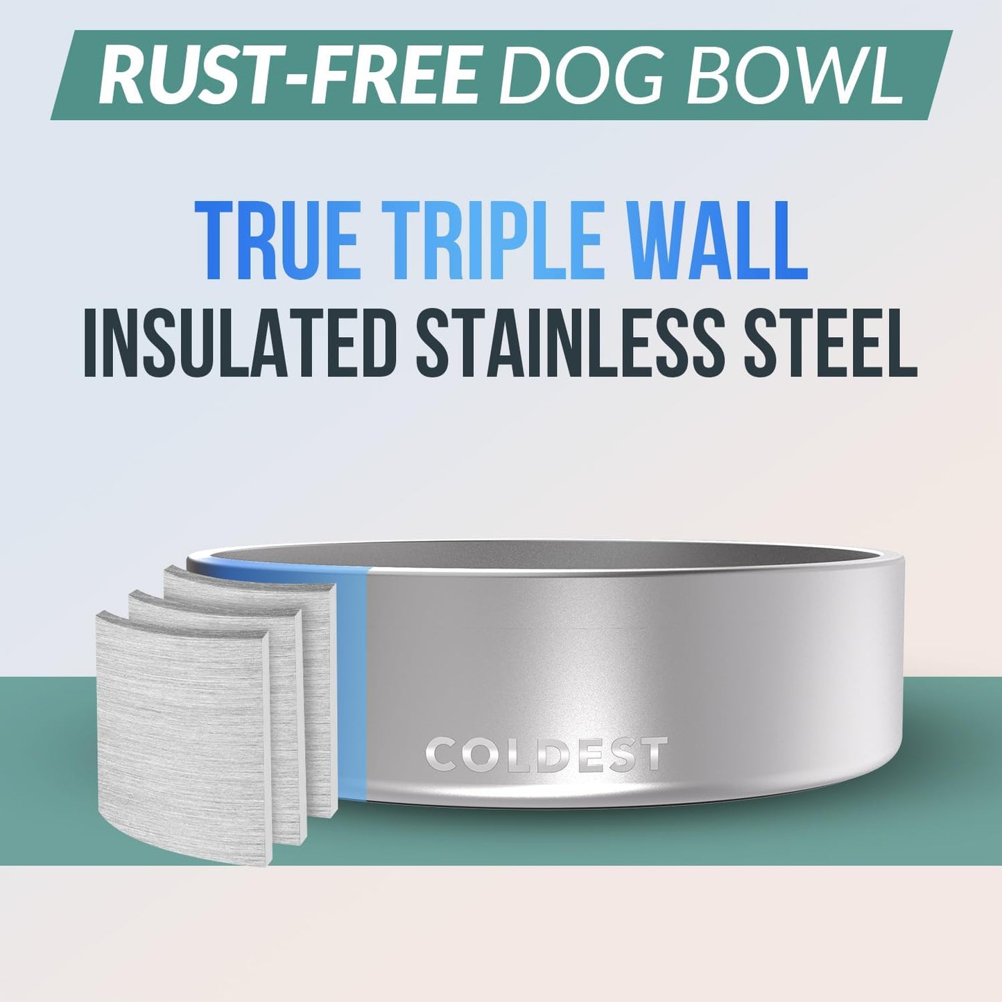 Coldest Dog Bowl - Anti Rust Metal, Non Slip, 3 Layers Insulated Stainless Steel Dog Bowls - Spill Proof & Heavy Duty - Water Bowl for Dogs, Cats & Pets, Dish Washer Safe (21 oz, Stealth Black)