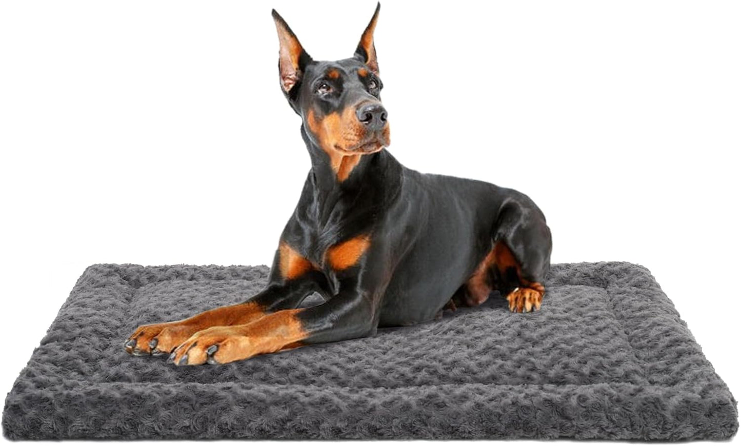 Washable Dog Bed Mat Ultra Soft Dog Crate Pad Comfy Fluffy Pet Kennel Beds Sleeping Mattress for Large Jumbo Medium Small Dogs, 36 x 23 Inch, Gray