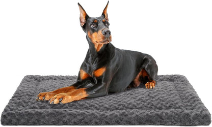 Washable Dog Bed Mat Ultra Soft Dog Crate Pad Comfy Fluffy Pet Kennel Beds Sleeping Mattress for Large Jumbo Medium Small Dogs, 36 x 23 Inch, Gray