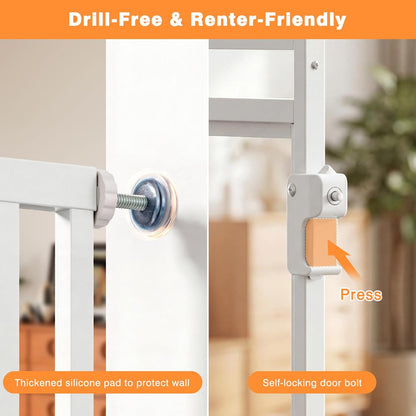 78.7" Extra Tall Transparent Cat Gate for Doorway, PC Board Clear Pet Gate with 27”-37” Adjustable Width, Pressure Mounted Dog Gate with Auto Locking, for Stairs/Kitchen/Hallways, No Drilling