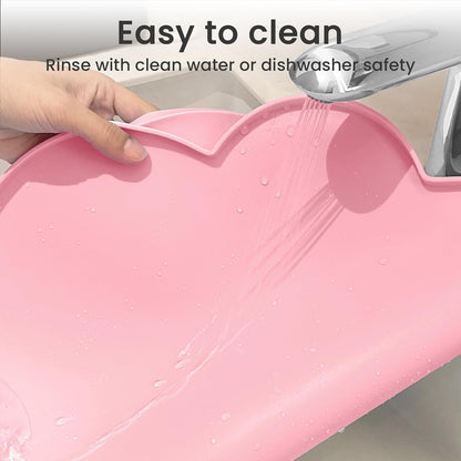 Ptlom Silicone Pet Placemat for Dogs and Cats, Non-Slip Waterproof Dog Feeding Bowl Mats for Food and Water, Small Medium Large Pet Puppy Tray Mat Prevent Residues from Spilling onto The Floor, Beige
