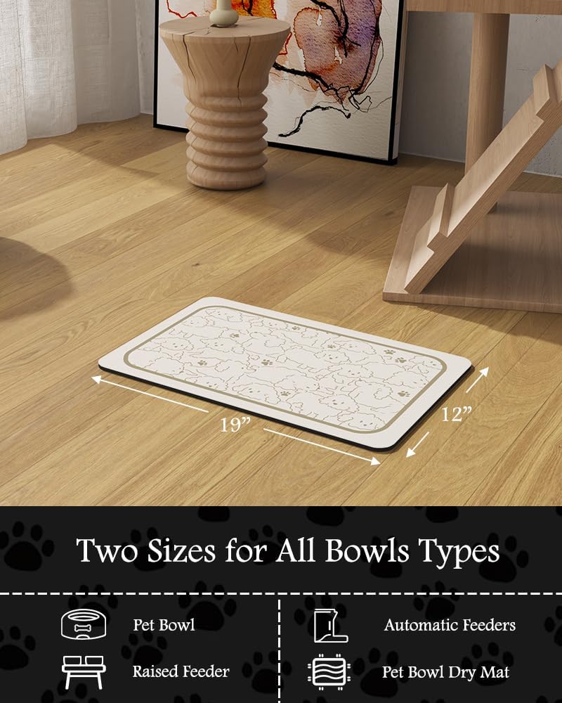 PADOOR Pet Feeding Mat-Absorbent Dog Mat for Food and Water Bowl-No Stains Easy Clean Dog Food Mat-Quick Dry Water Dispenser-Puppy Supplies Accessories