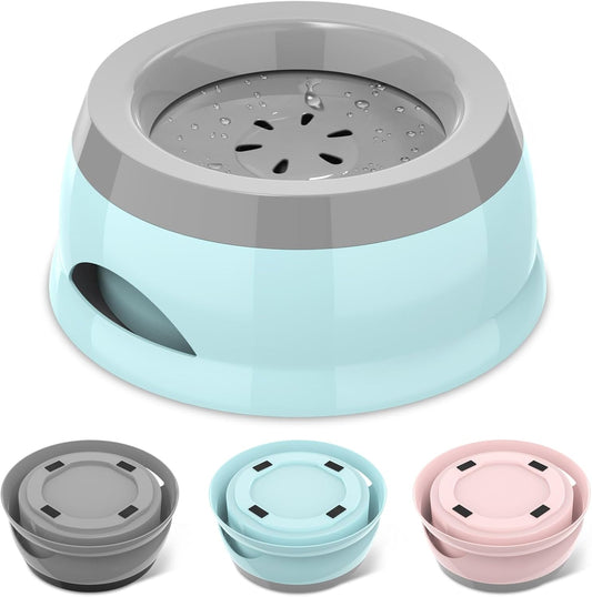 25oz Slow Drink Dog Water Bowl, No Spill Water Bowl for Dogs Cats, Non-Splash No Mess Puppy Kitten Water Feeder, Carried Portable Base for Vehicle Car,Travel,Home (Small/Medium Pets) - Pink