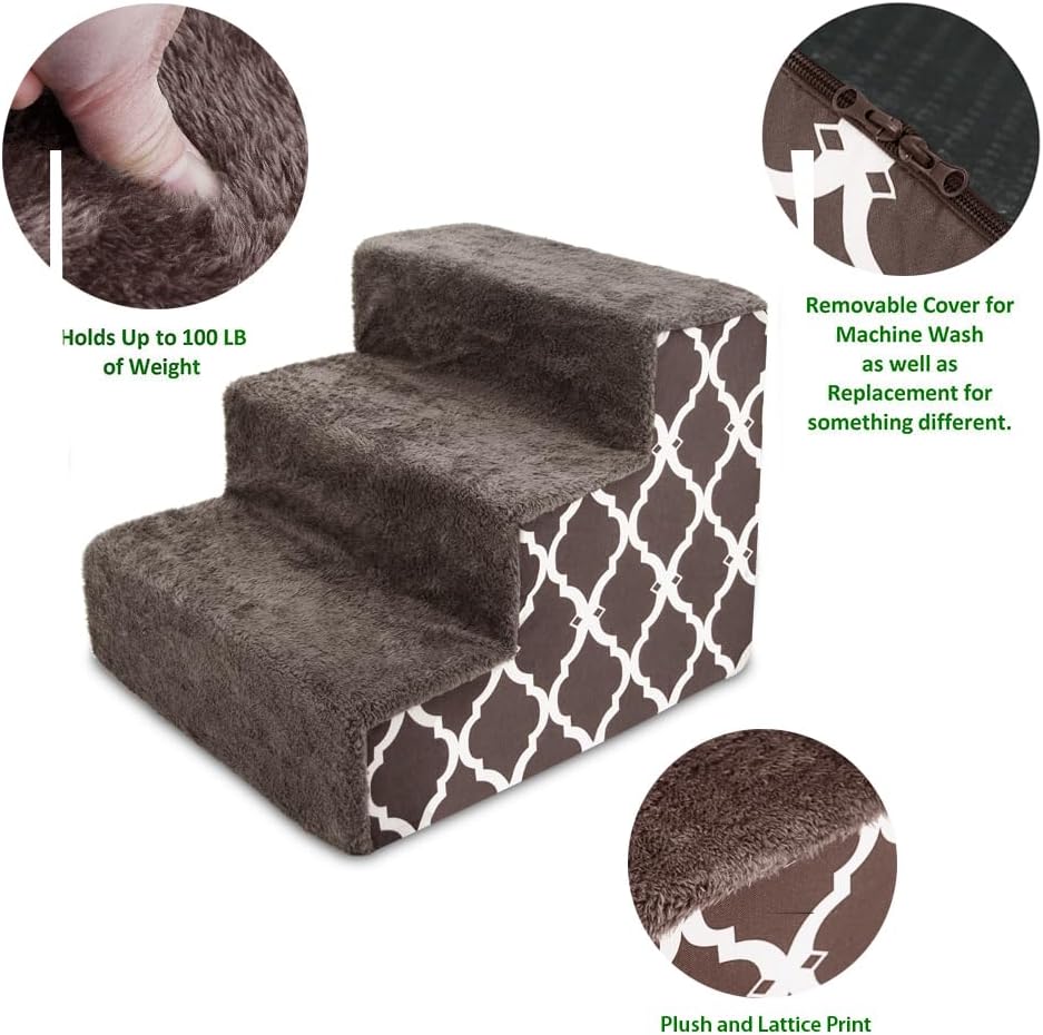 Best Pet Supplies Dog Stairs & Steps - Foam Steps for Small Dogs & Cats, Non-Slip Indoor Balanced Pet Step Support, Dog Ramp, No Assembly, Ash Gray Linen, 2-Step (12-inch Height)