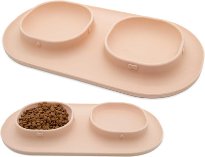 Dog Food Bowls Pet Bowls & Dog Water Bowls with No-Spill and Non-Skid, Feeder Bowls with Dog Bowl Mat for Small Medium Large Size Dogs Cats Puppy Pets, Dog Dishes (Green)