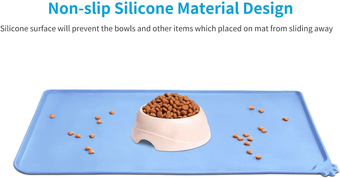 AUDWUD Silicone Waterproof Pet Feeding Mats,Anti Slip Bowl Pad,Dog Mat for Food and Water
