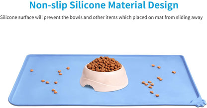 AUDWUD Silicone Waterproof Pet Feeding Mats,Anti Slip Bowl Pad,Dog Mat for Food and Water