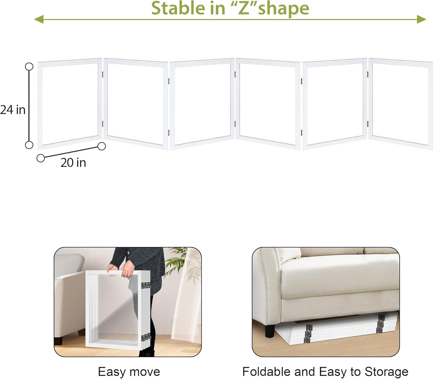 LZRS Clear Dog Gate for Indoor Use - Transparent Pet Fence with Solid Hardwood and Plastic Board, Stylish & Durable freestanding Pet Gate for Doorways, Stairs and Hallways-2 Panel Cherry
