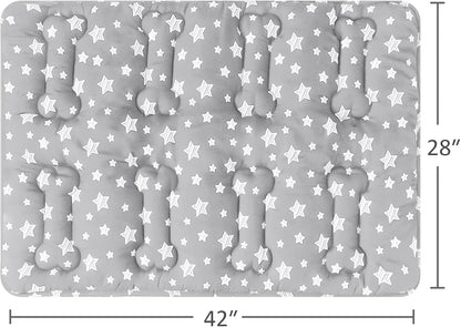 Dog Crate Bed Mat (36" X 23"), Soft Dog Bed Mat with Cute Stars, Personalized Crate Pad, Anti-Slip Bottom, Machine Washable Kennel Pad