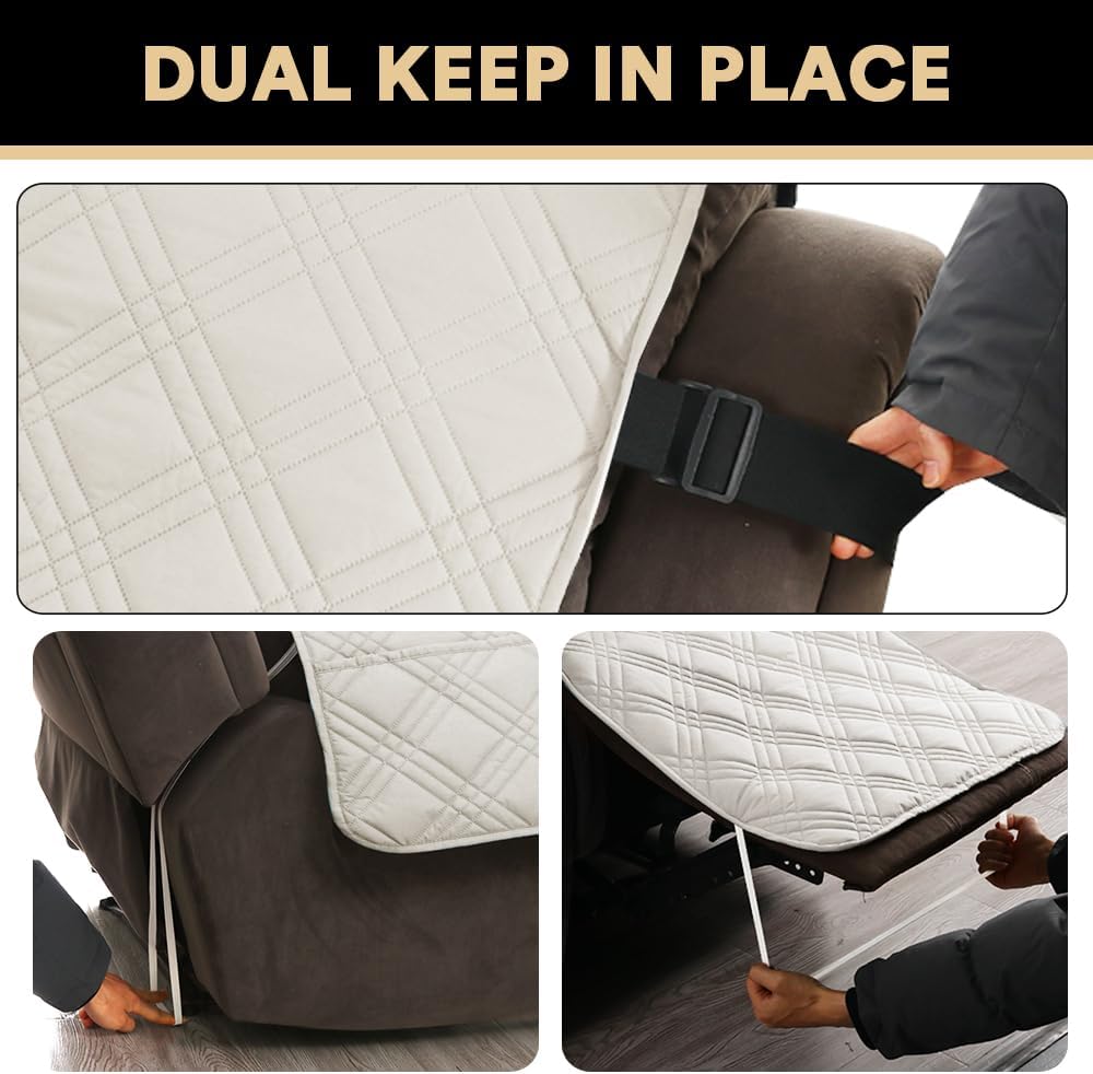 PrinceDeco 100% Waterproof Couch Cover for 3 Cushion Couch Sofa Pet Friendly Non-Slip Couch Cover for Dogs Washable Water Resistant Furniture Protector with Elastic Straps(Sofa 68", French Oak)