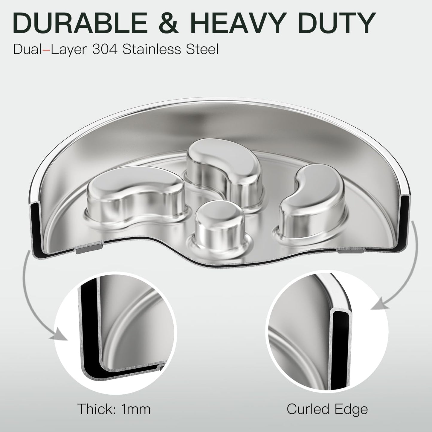 Slow Feeder Dog Bowl-1Cup for Small Puppy, Double-Layer 304 Stainless Steel Puzzle Bowl, Anti-Choking for Fast Eaters, Heavy-Duty Non-Slip Base, Dishwasher Safe